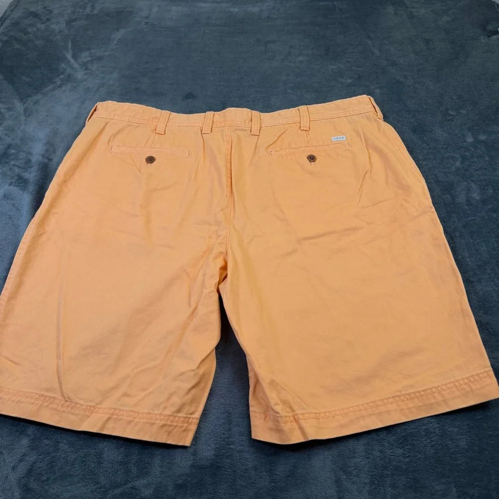 Izod Saltwater Chino Shorts Mens 42 Orange Cotton Regular Fit 10.5in Inseam